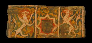 Panneau de plafond à caissons avec armoiries et griffons rampants